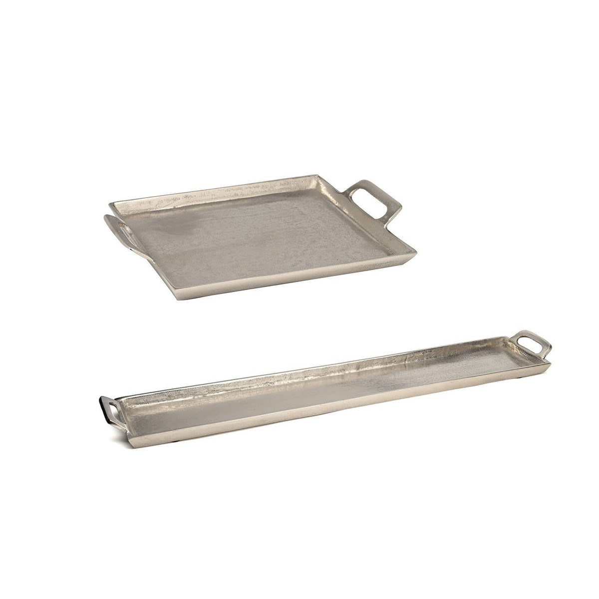 Alum. Tray w/Handles 10x14" - RAW NICKEL