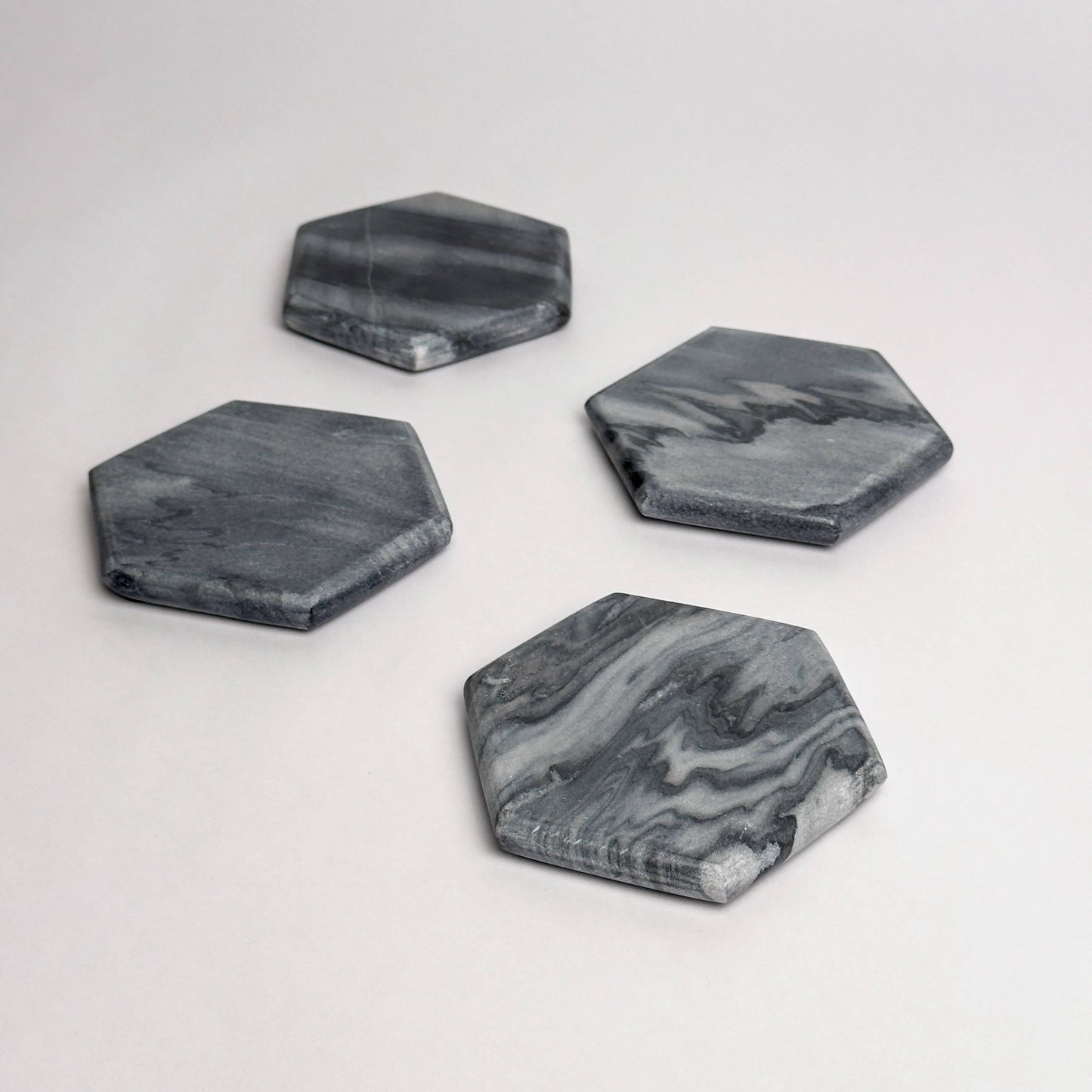 Gray Stone Hexa. Coaster S/4