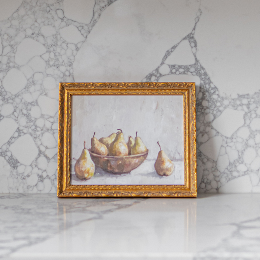 Watercolor Pears | French Brass Gold Mould Framed Art: 5 x 7