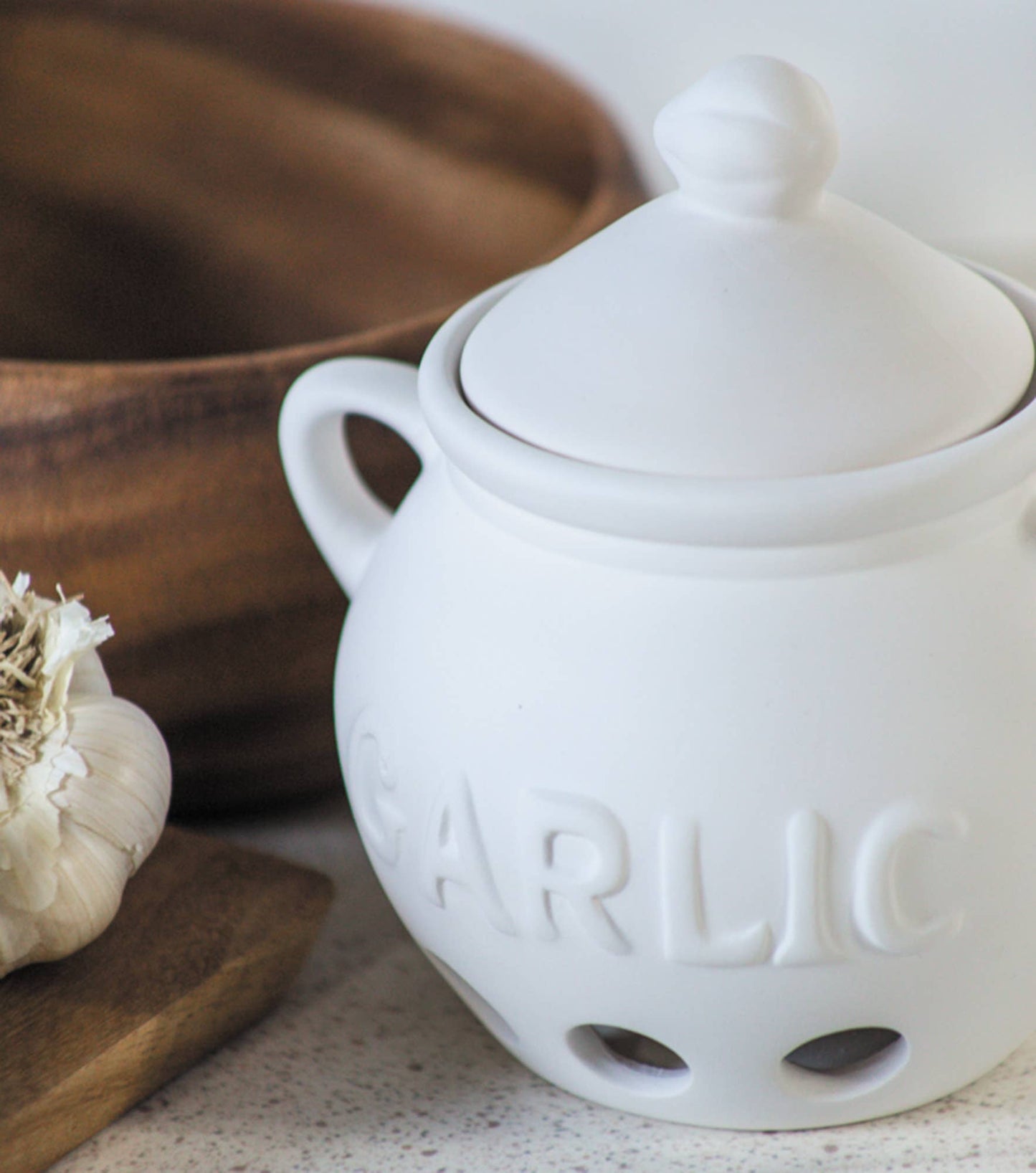 Ceramic Garlic Keeper, White
