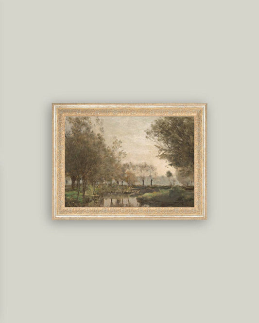 The Creek Framed Antique Art: 24x20