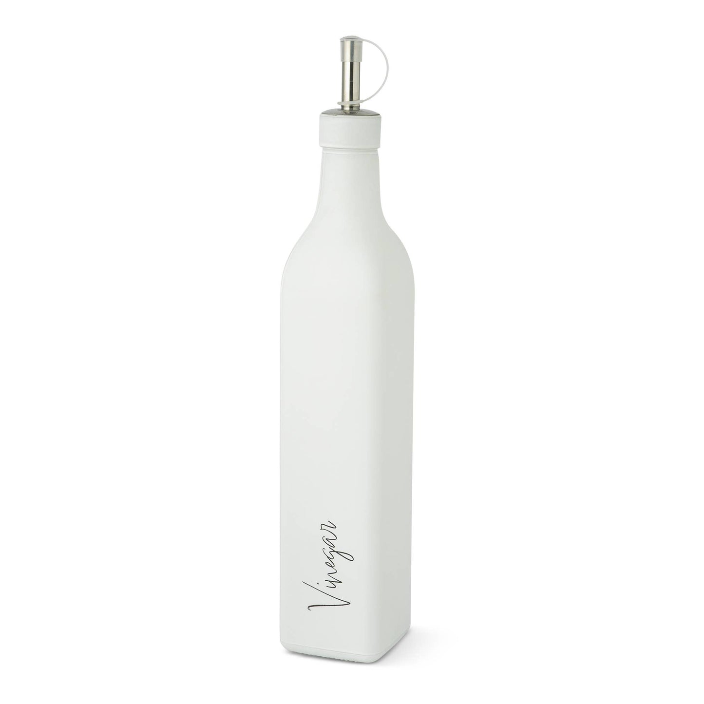 Glass Cruets - Matte White Oil or Vinegar Script