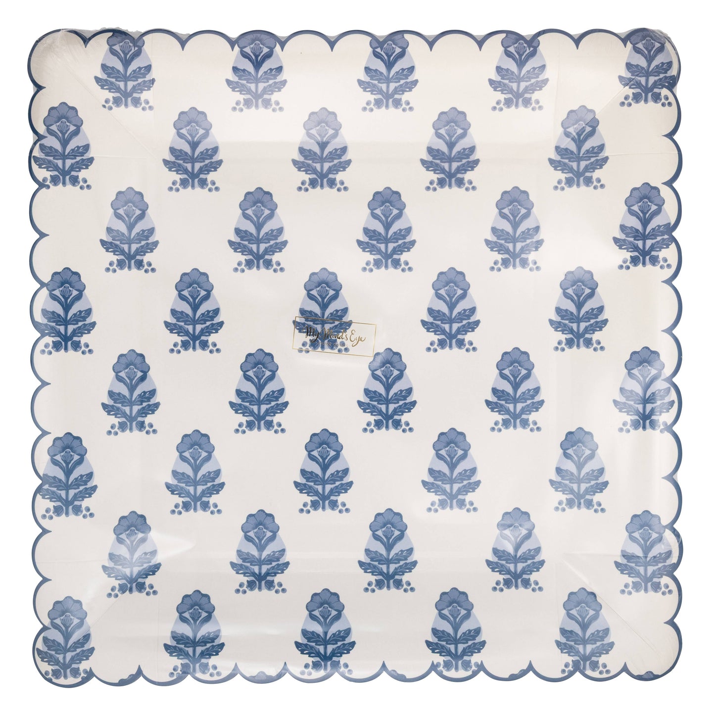 Blue Flower Block Print 10" Plate