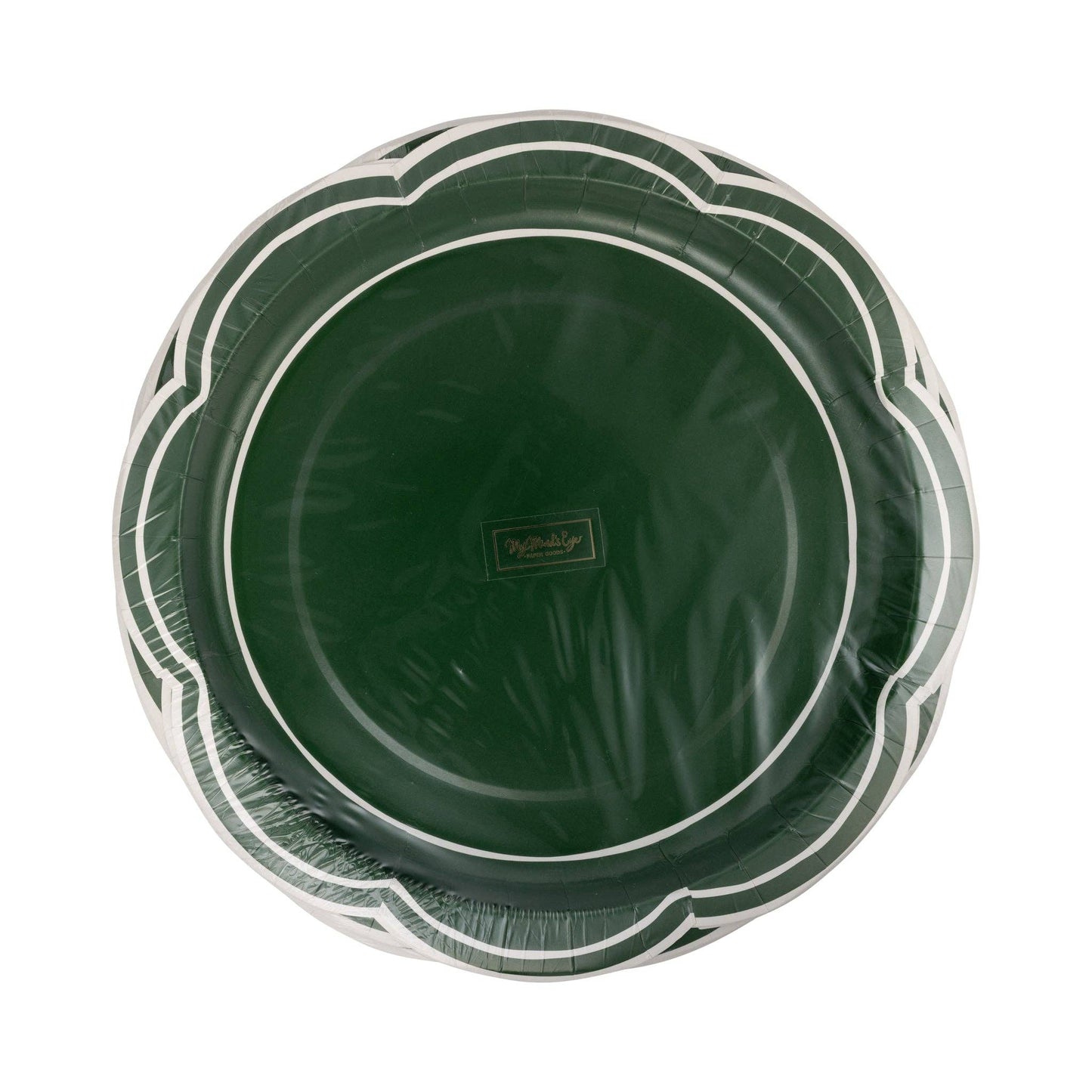 Green Scalloped Cream Lines Plate