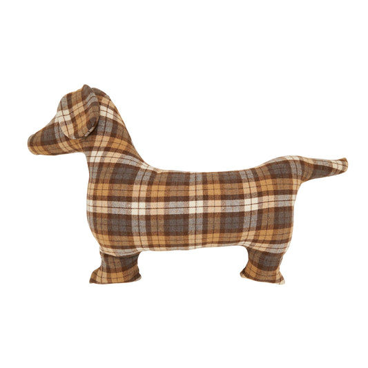 Plaid Dachshund Throw Pillow: Brown / Poly filled / 30"x21"x4"