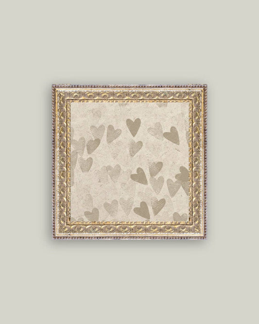 Heart Pattern Framed Antique Art: 9x9