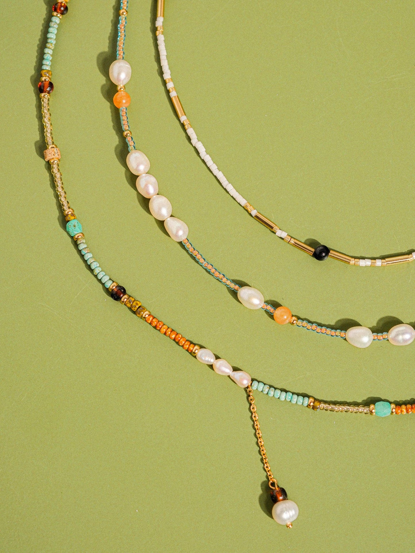 18K Handmade  Bohemian Beaded Stack Necklaces: Sapphira-Turquoise