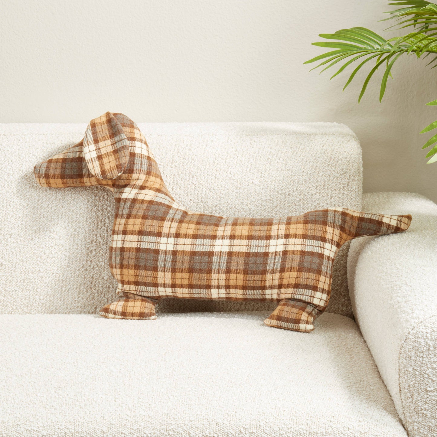 Plaid Dachshund Throw Pillow: Brown / Poly filled / 30"x21"x4"