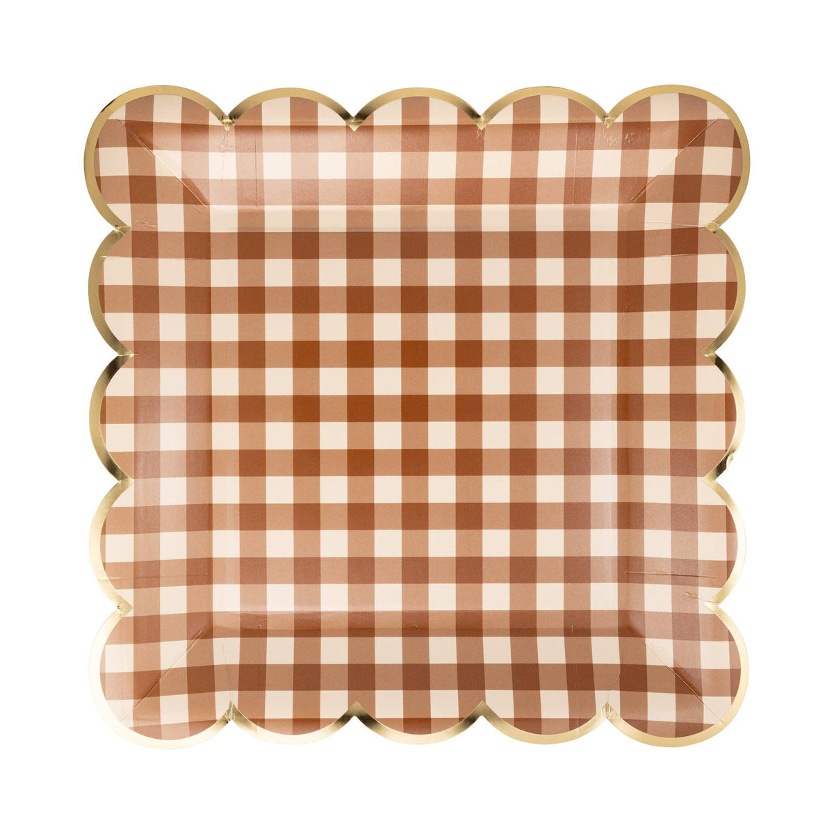 PLPL2687 - Brown Gingham 9" Paper Plate (8ct)