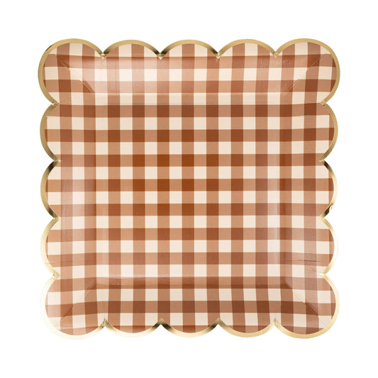 Brown Gingham 9" Paper Plate (8ct)