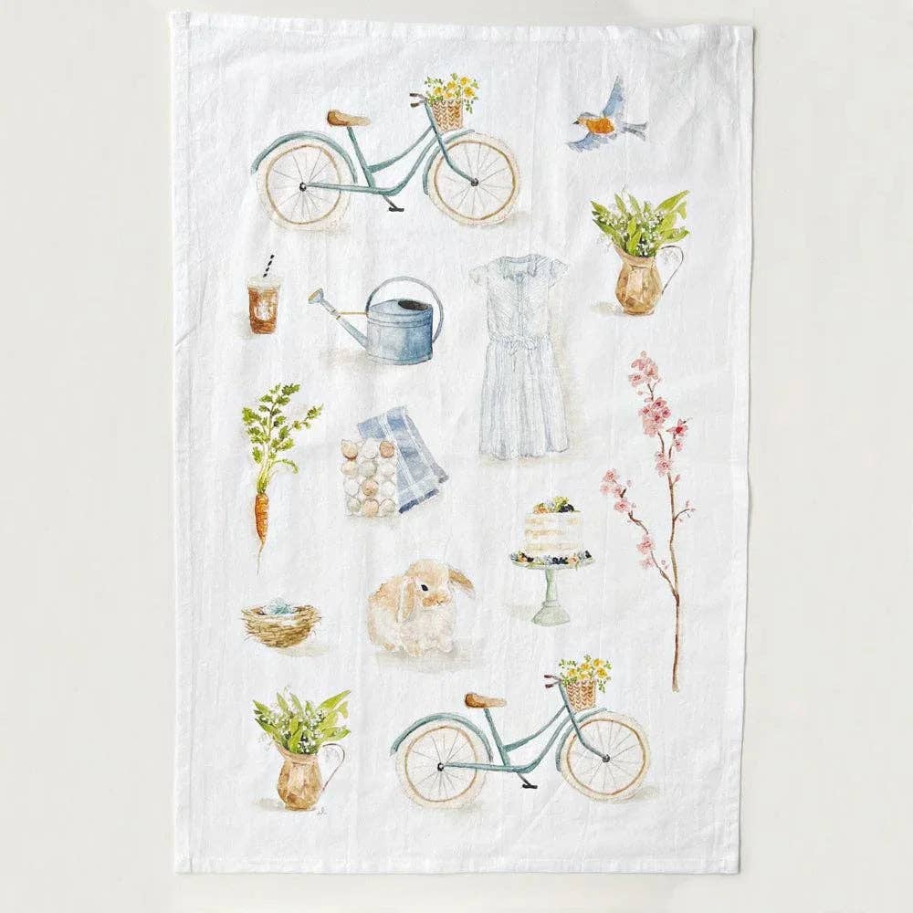 Springtime cotton flour sack tea towel