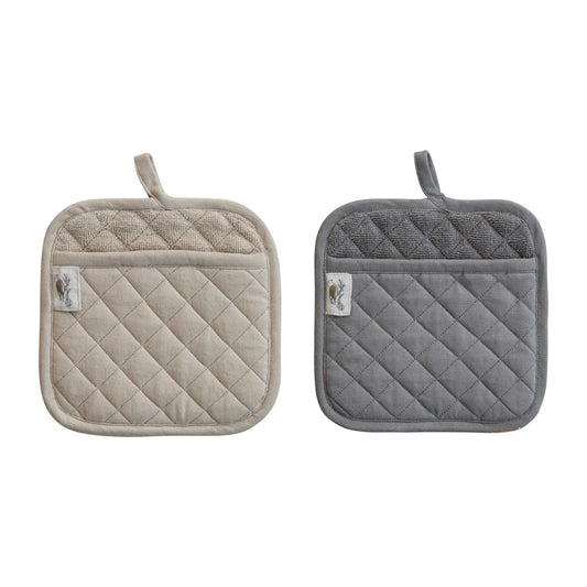 Quilted Terry Cloth Pot Holder, 2 Colors