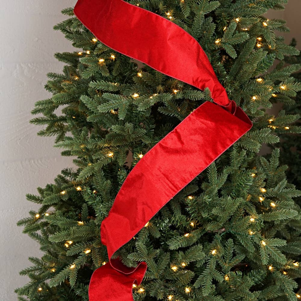 Wired Ribbon-Red Velvet w. Metallic Red back (4inW)