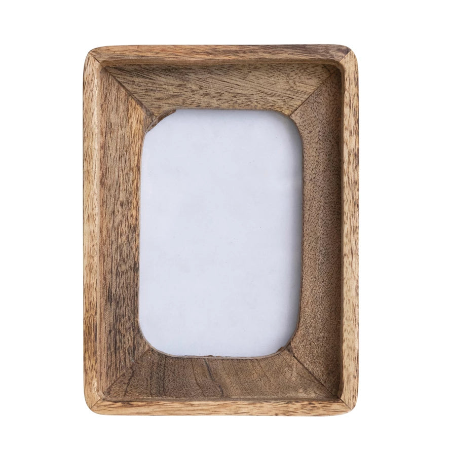 Hand-Carved Mango Wood Photo Frame, Natural (Holds 4" x 6" Photo)