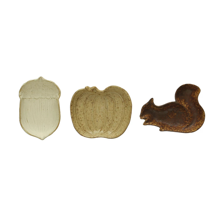Stoneware Squirrel/Acorn/Pumpkin Shaped Dish