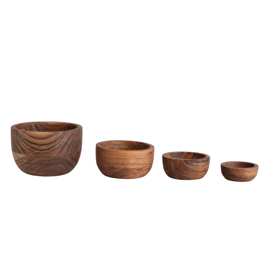 Acacia Wood Nesting Bowls, Natural, Set of 4