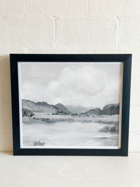 Large B/W Water and Sky Framed Wall Art