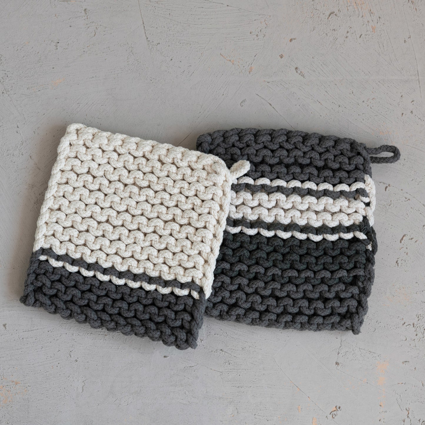 Cotton Crocheted Pot Holder, 2 Styles