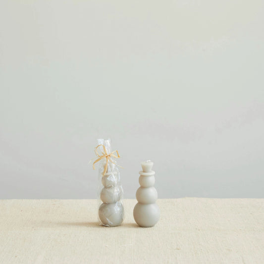 Unscented Snowman Shaped Candle, Grey