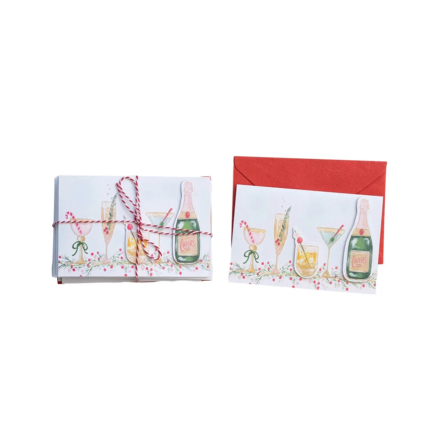 Handmade Recycled Paper Christmas Cards w/ Envelopes, Set of 24 Bundled w/ String