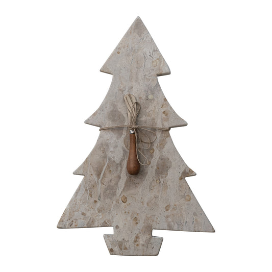 Marble Board with Canape Knife, Set of 2 Tied with Jute (Each Will Vary)