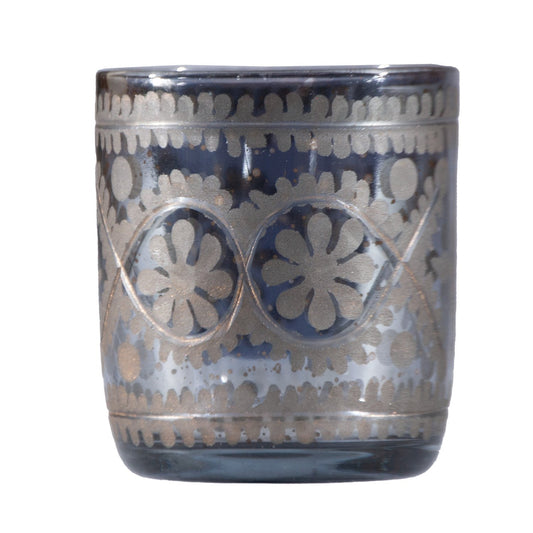 Etched Mercury Glass Tealight/Votive Holder with Design