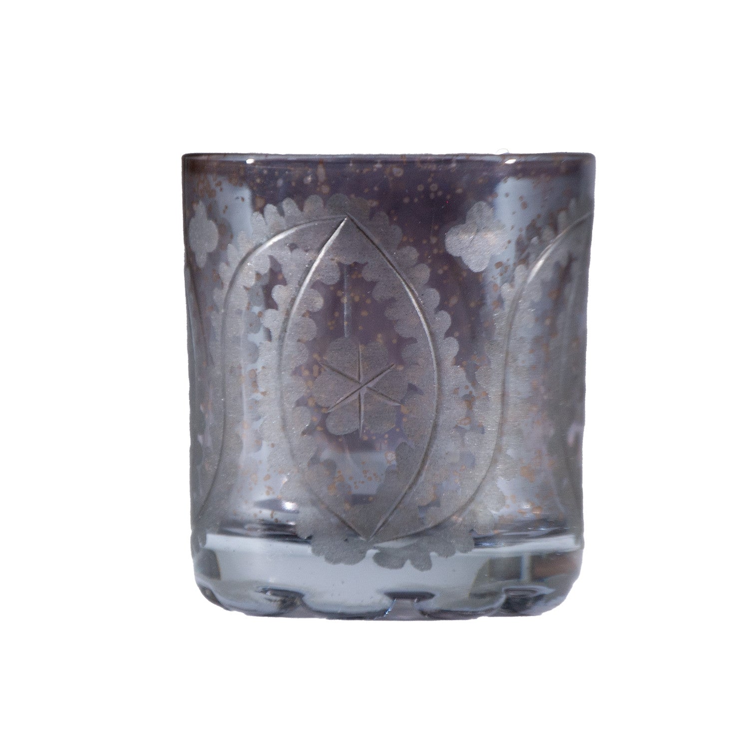 Etched Mercury Glass Tealight/Votive Holder, Antique Finish, Grey