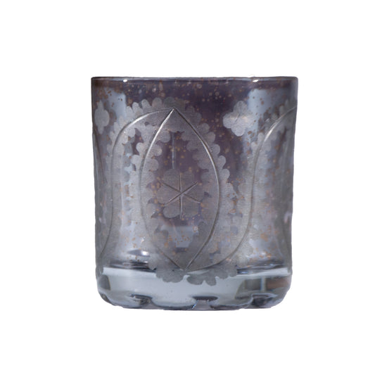Etched Mercury Glass Tealight/Votive Holder, Antique Finish, Grey