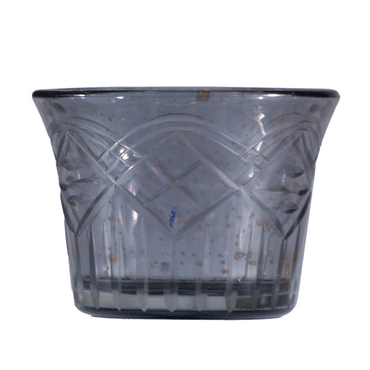 Cut Glass Tealight/Votive Holder, Antique Finish, Grey