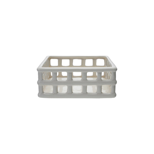 Ceramic Open Weave Napkin Holder, White (Holds 6" Square Napkin)