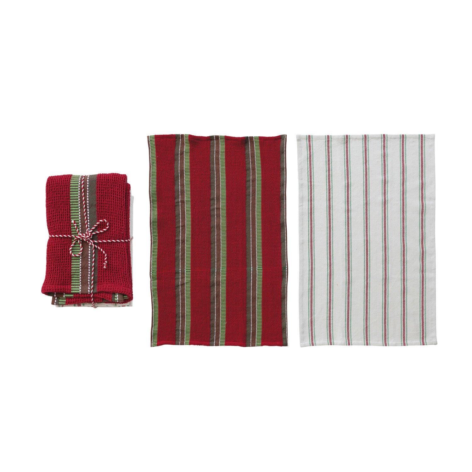 (2) Waffle Weave Tea Towels & Mango Wood Cheese/Serving Board, Set of 3 Tied with Cord
