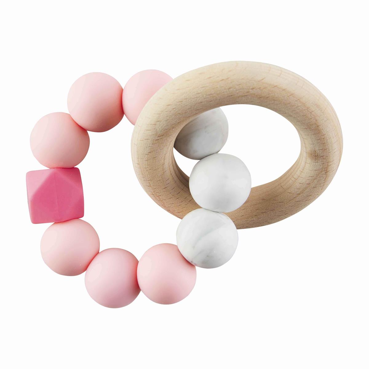 PINK SILICONE WOOD TEETHER