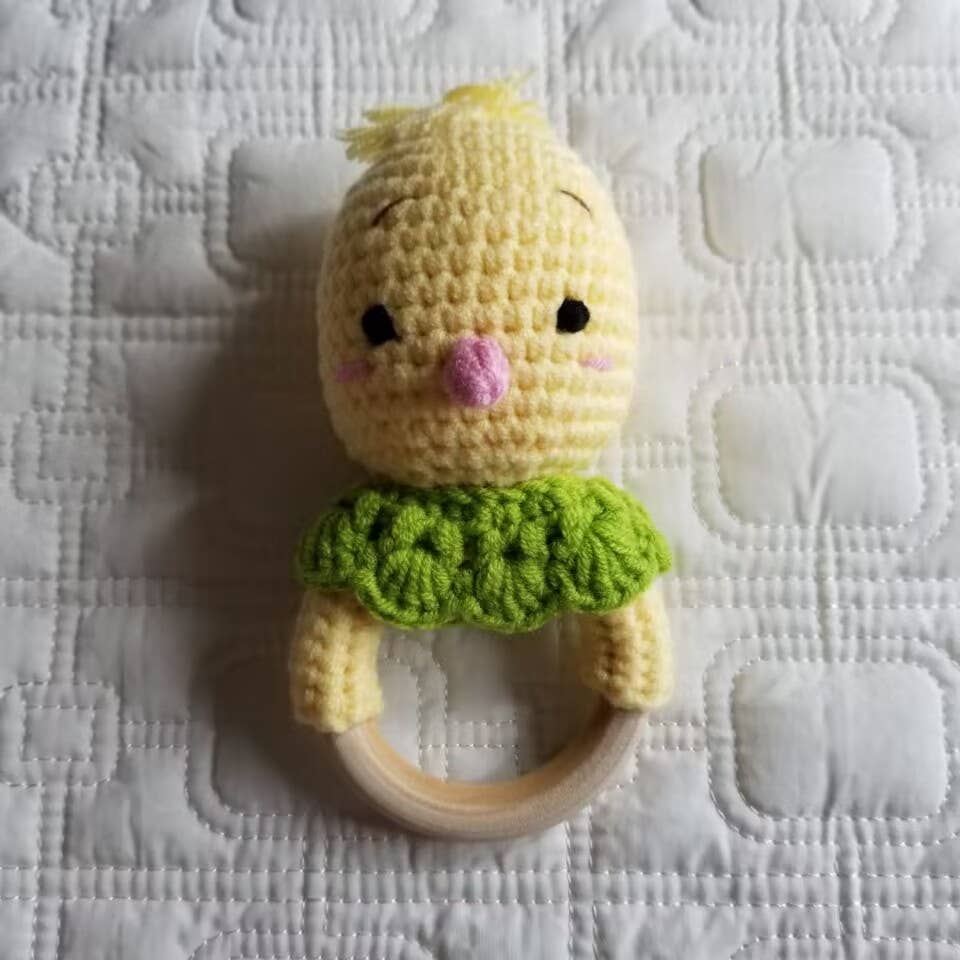 Yellow Chick Hand Crochet Rattle