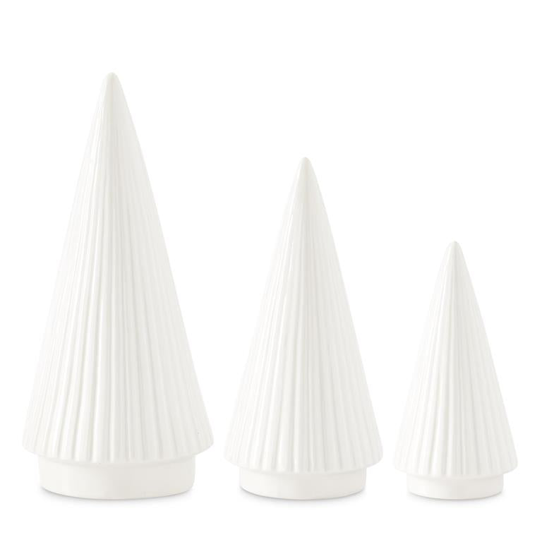 Vertical Ribbed White Ceramic Christmas Trees