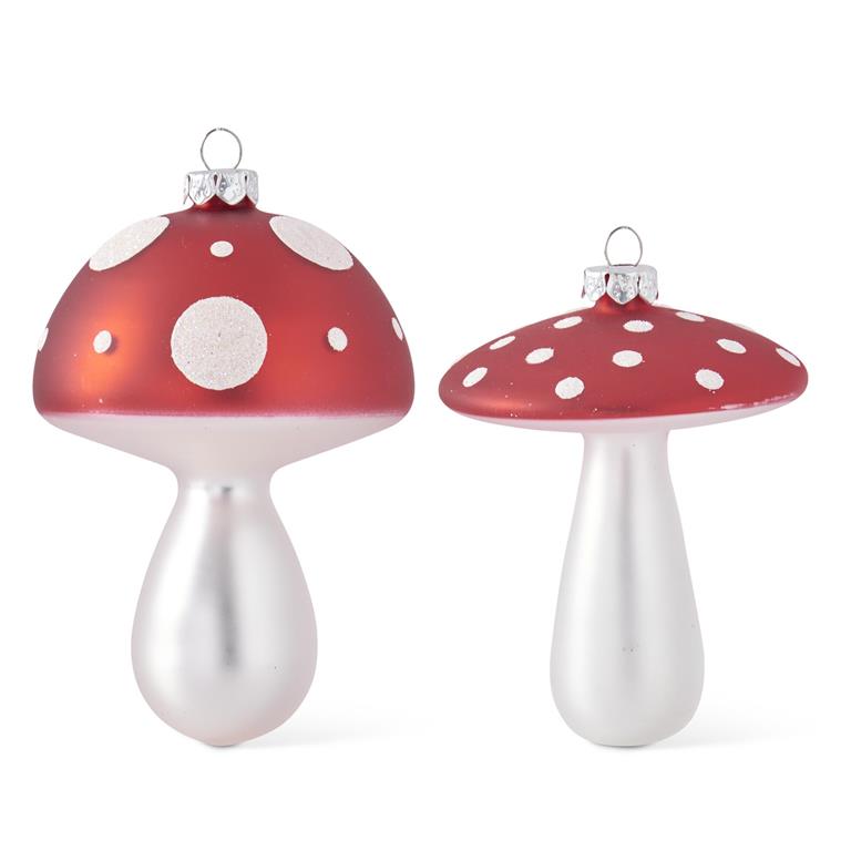 Red & White Polka Dot Mushroom Glass Ornament
