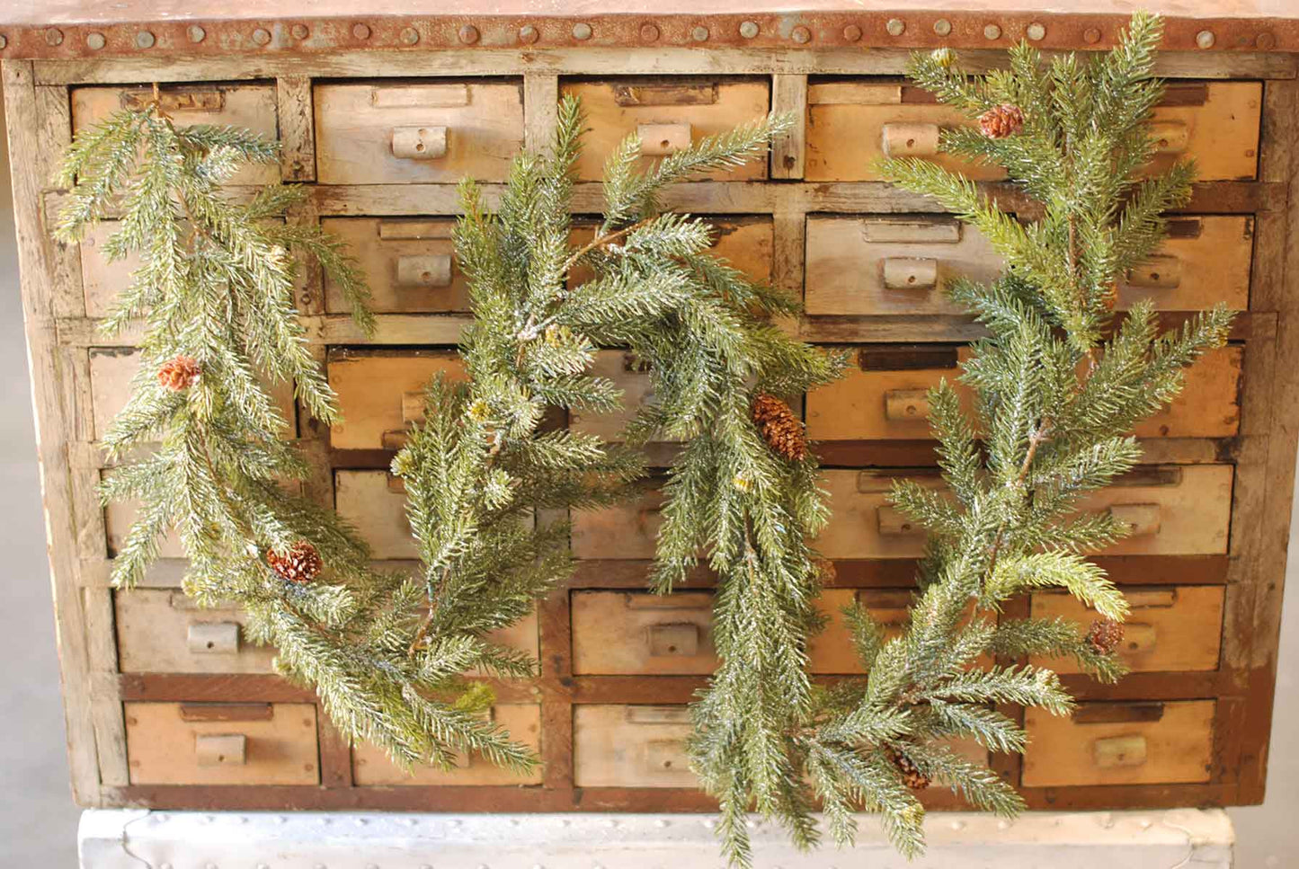Frosted White Spruce Pine Garland 6”