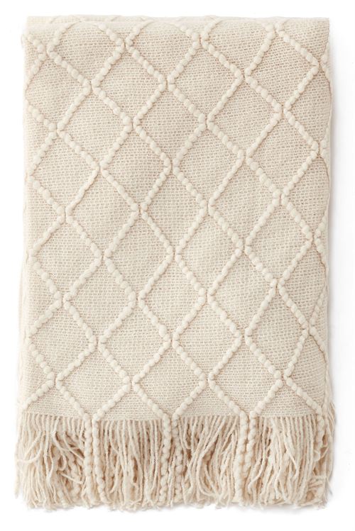 Cream Knit Throw Blanket