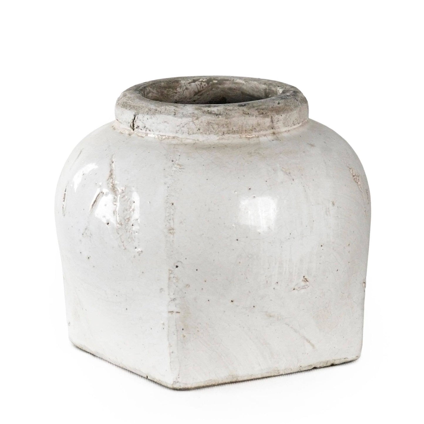 Partially Glazed Off-White Large Vase