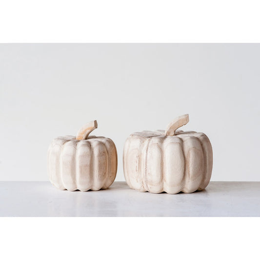 Hand-Carved Paulownia Wood Pumpkin