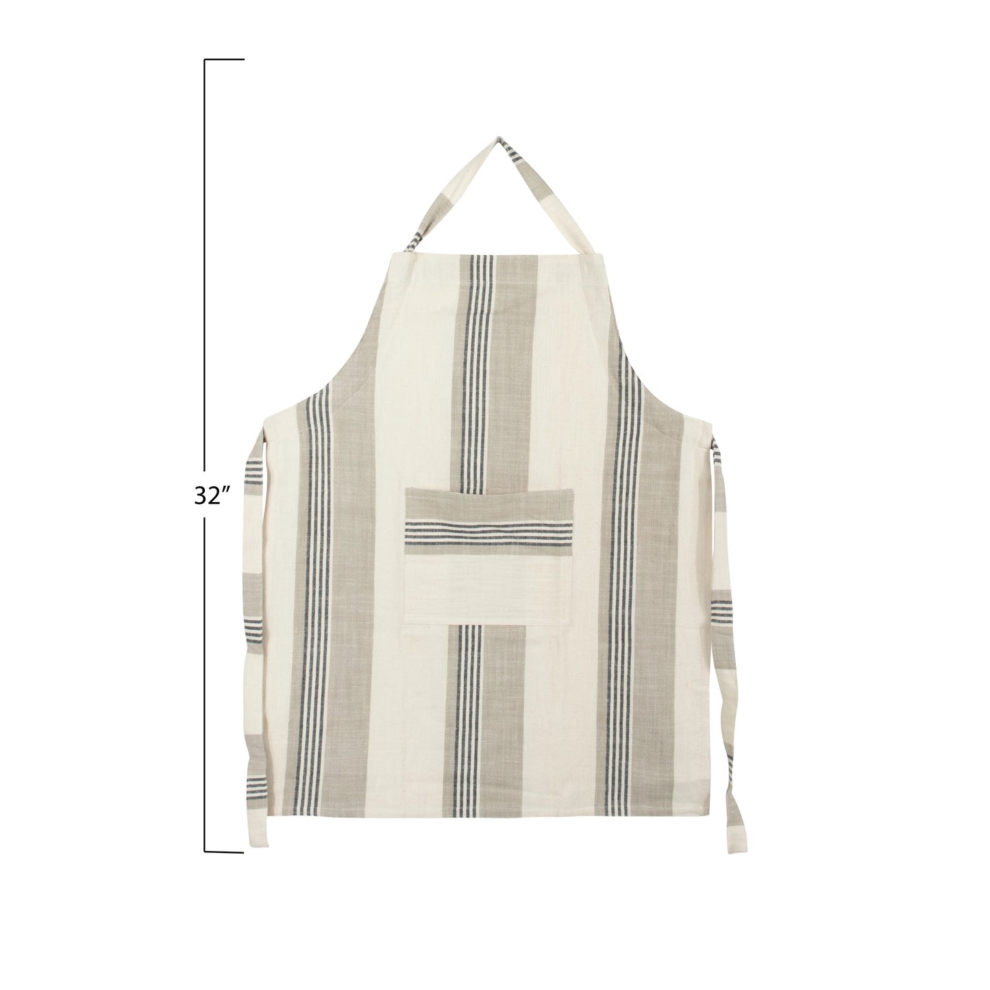 Cotton Striped Apron with Pocket