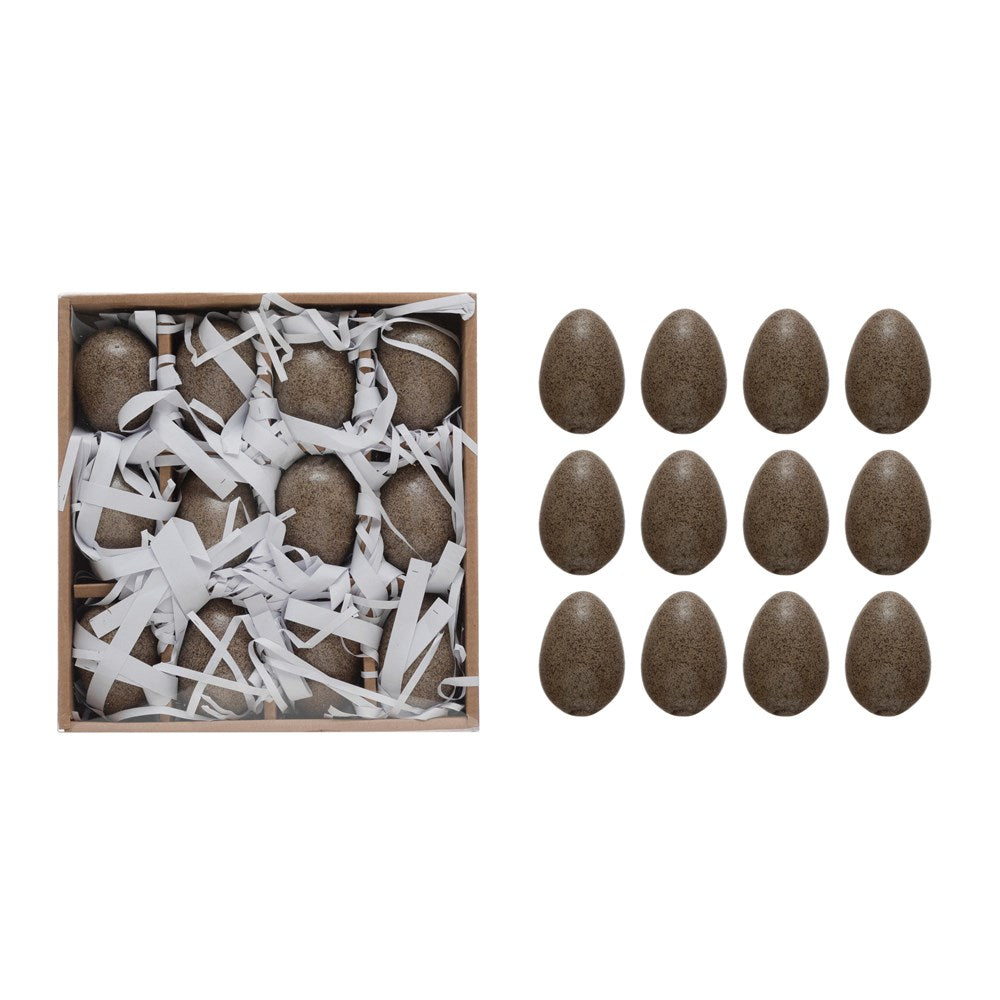 Boxed Set of 12 Brown Glazed Eggs