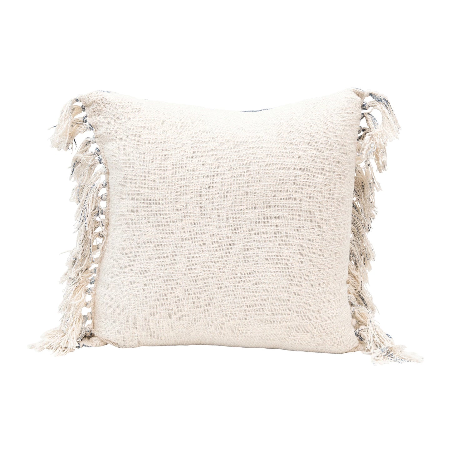 Stonewashed Pillow with Ikat Pattern and Tassels