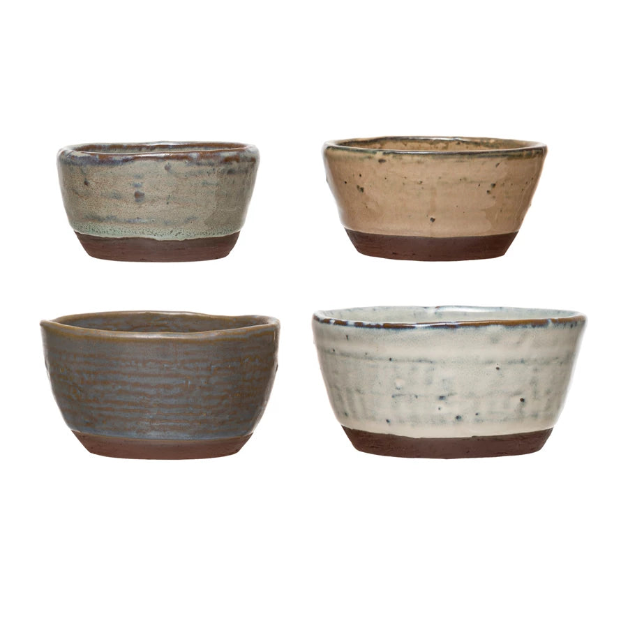 Stoneware Bowls with Reactive Glaze Set of 4