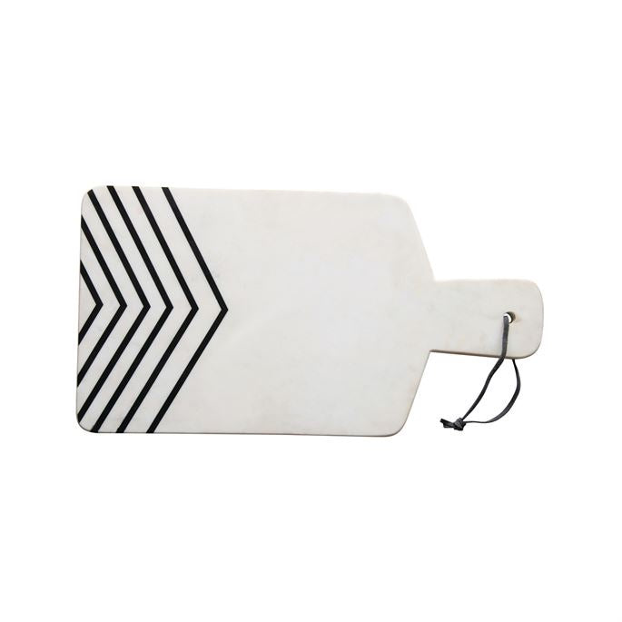 Marble Cheese/Cutting Board White with Black Chevron