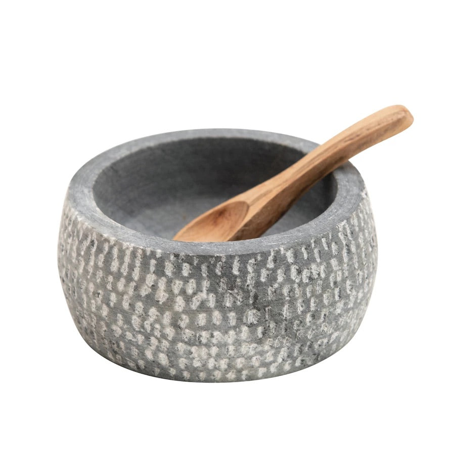 Granite Bowl w/ Carved Wood Spoon