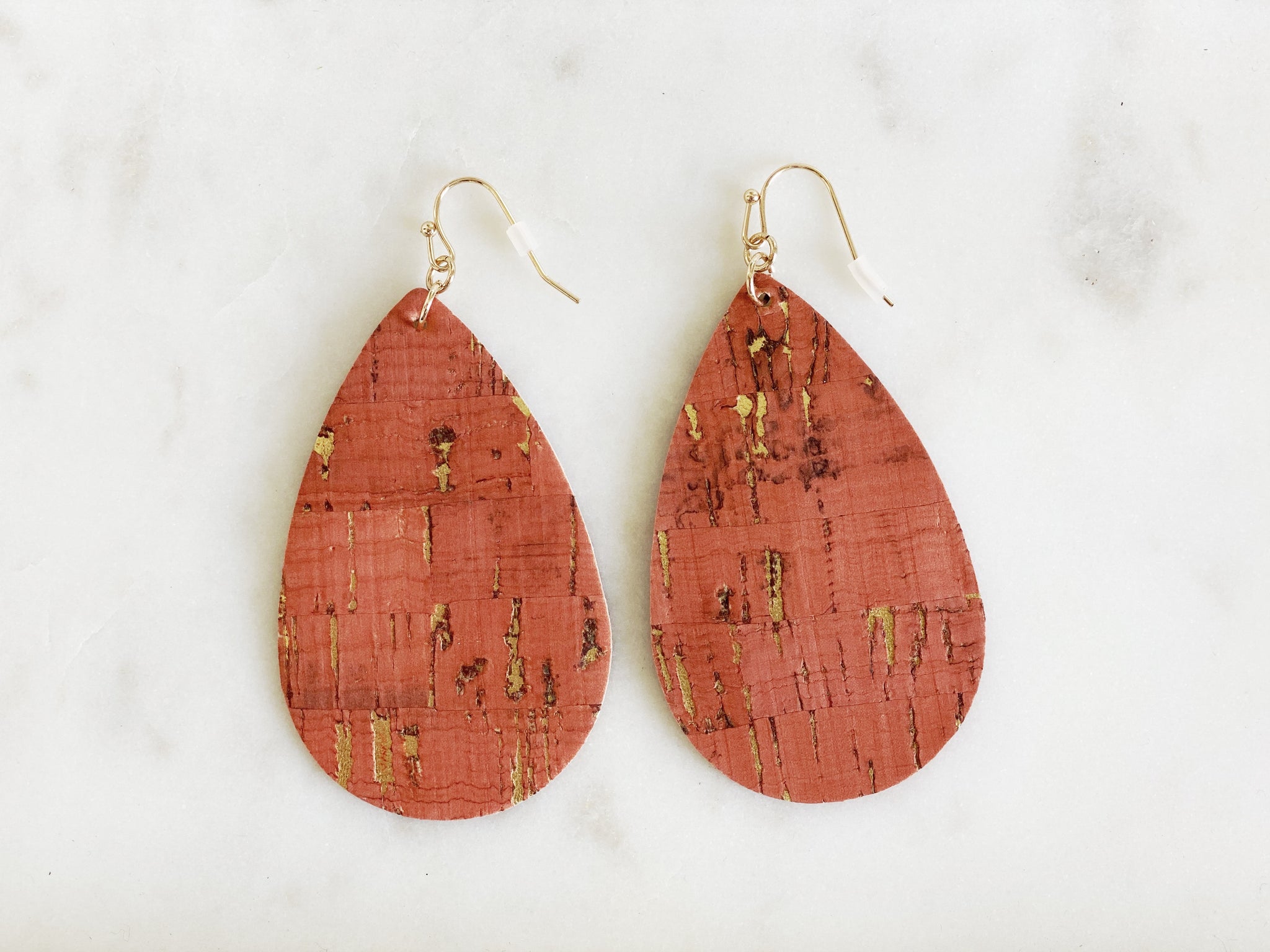 Cork Teardrop Earrings Vintage Barn Chicks