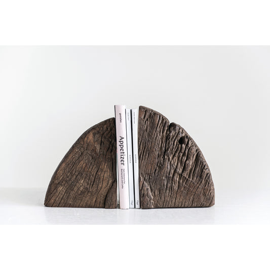 Wood Found Wheel Cog Bookends