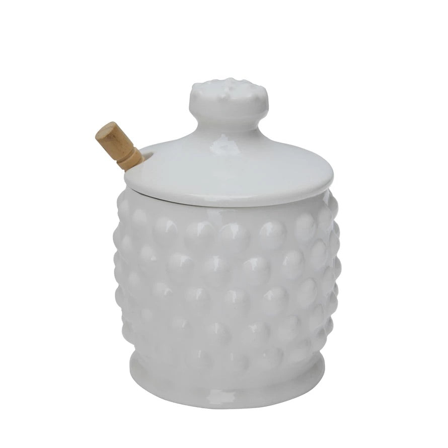 Hobnail Honey Jar with Honey Dipper