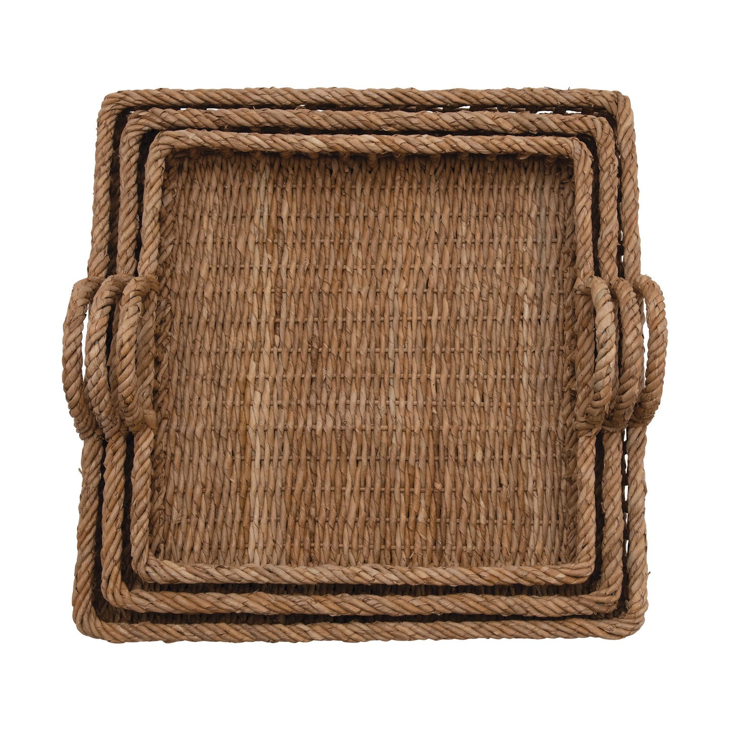 Decorative Hand-Woven Trays with Handles
