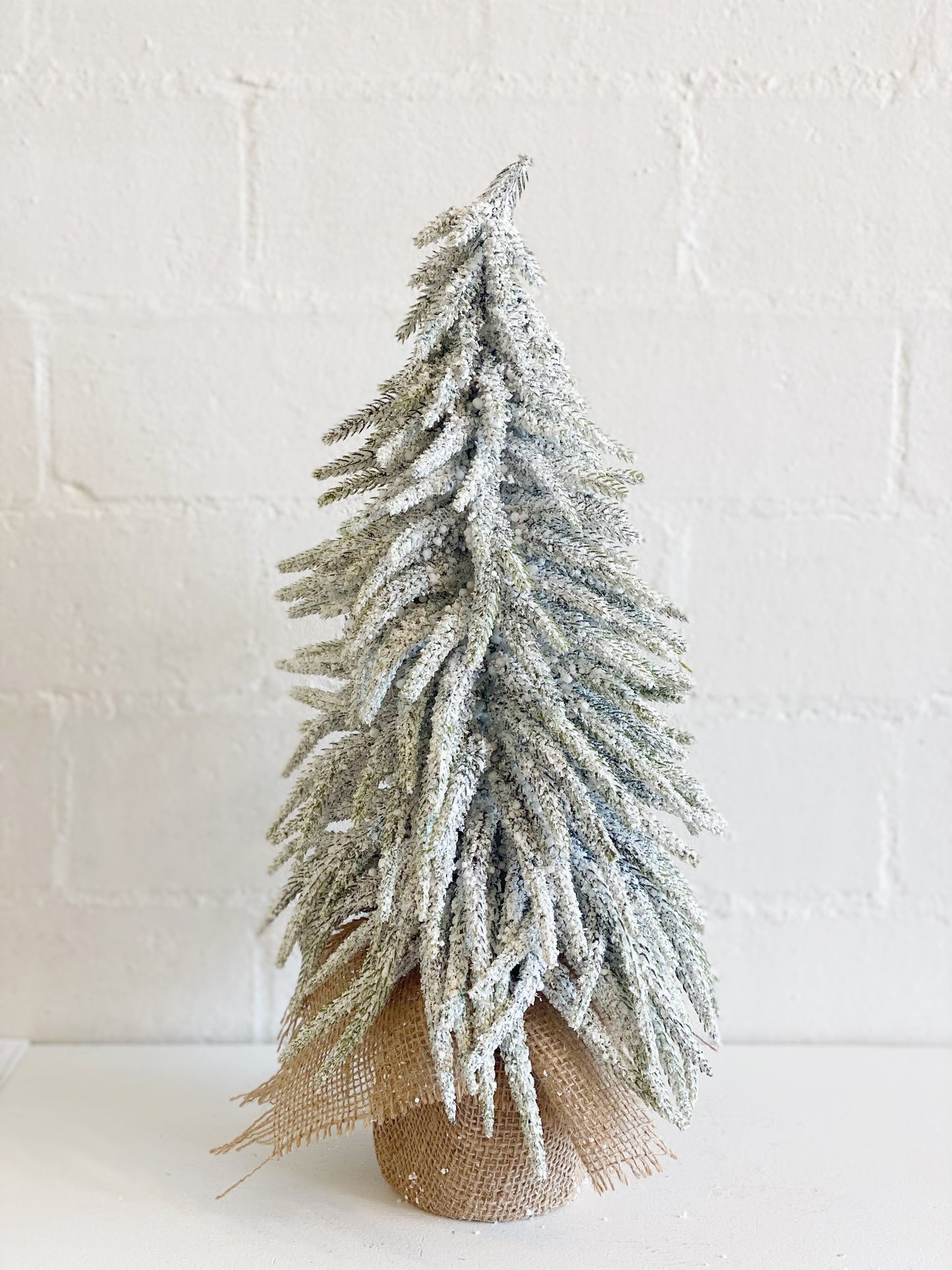 Frosted Tree in Burlap Bag